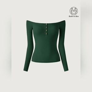 NWT OGL Off-The-Shoulder Henley Brami Top